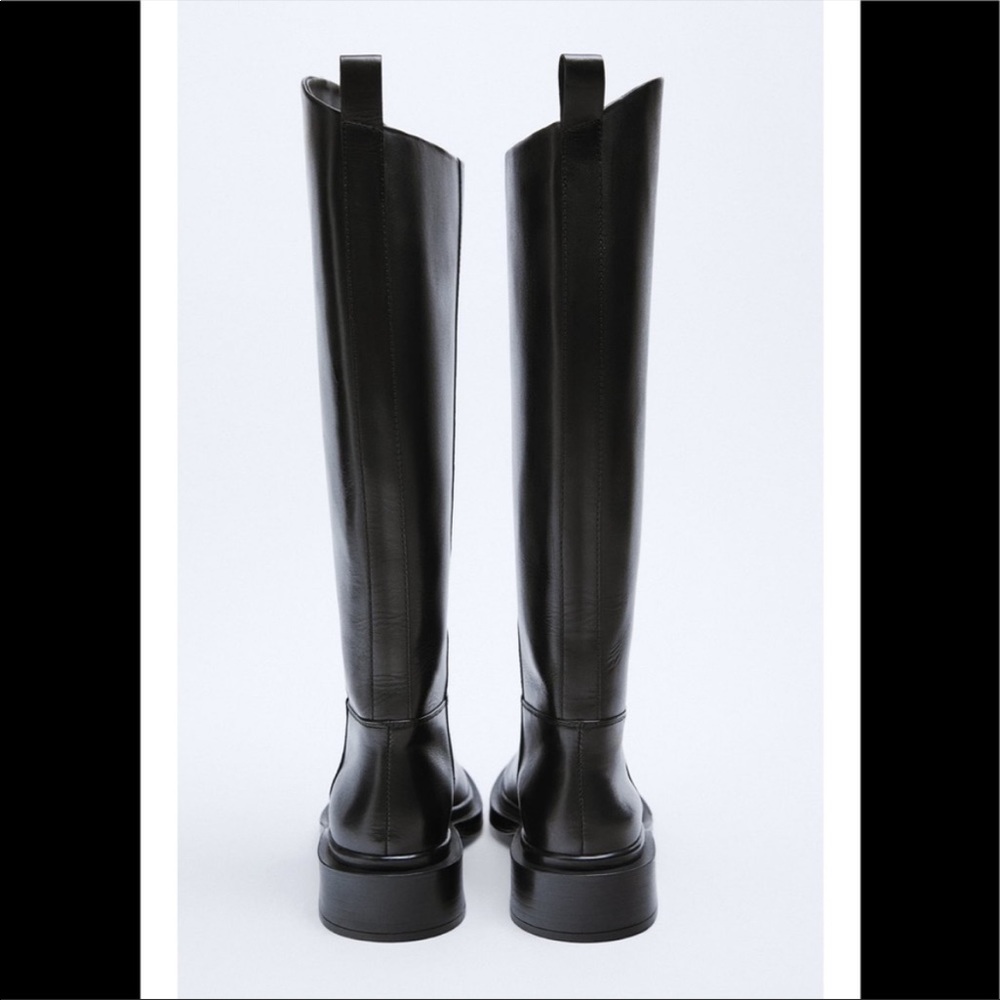 Zara Black Tall Leather Boots